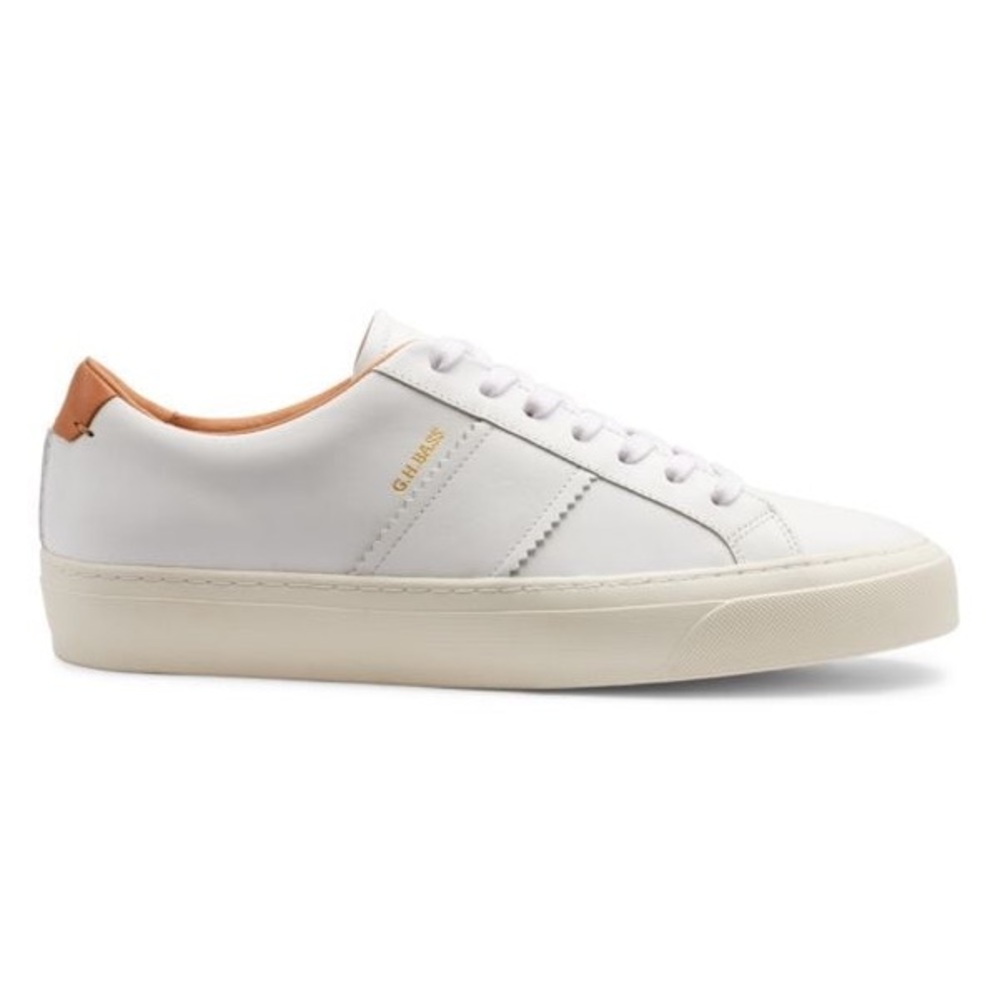 G.H. Bass White Leather Camden Lace Up Sneaker - New With Box
